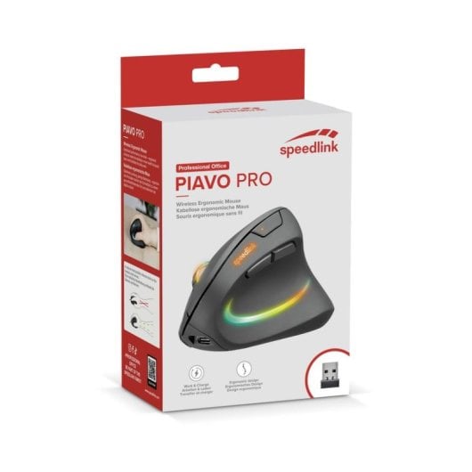 Mouse Speed Link SL-630026-BK Wireless 3200DPI Nero Ergonomico Verticale Illuminato