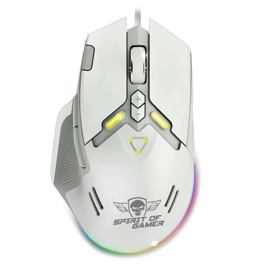 Ratón Spirit of Gamer S-EM60WT Cablato 20000 DPI Bianco RGB 9 Pulsanti