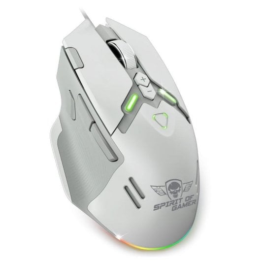 Ratón Spirit of Gamer S-EM60WT Cablato 20000 DPI Bianco RGB 9 Pulsanti