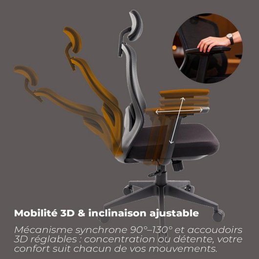 Chaise Advance ADV-ASPRO Appui-tête réglable Mousse 70D Accoudoirs 3D