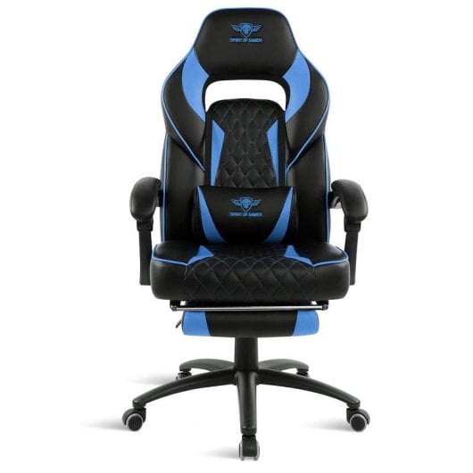 Chaise gaming Spirit of Gamer SOG-GCMBL Mustang Bleu simili cuir, appui-tête, lombaires