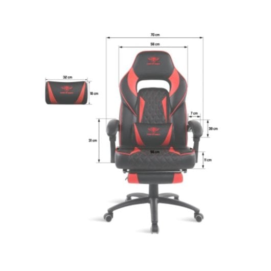 Chaise de bureau Spirit of Gamer Mustang SOG-GCMRE simili cuir noir rouge accoudoirs fixes