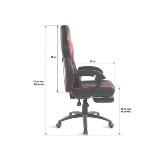 Chaise de bureau Spirit of Gamer Mustang SOG-GCMRE simili cuir noir rouge accoudoirs fixes