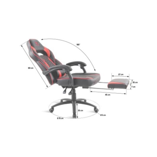 Chaise de bureau Spirit of Gamer Mustang SOG-GCMRE simili cuir noir rouge accoudoirs fixes