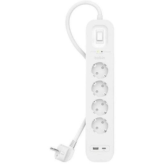 Multipresa Belkin SRB001VF2M 4 prese protezione 525J USB-C USB-A LED 2m parete