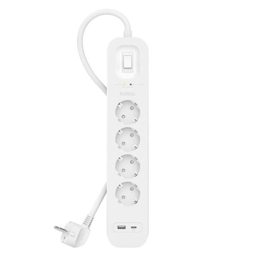 Multipresa Belkin SRB001VF2M 4 prese protezione 525J USB-C USB-A LED 2m parete
