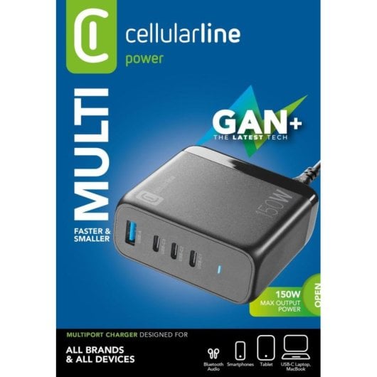 Carregador Cellularline MULTIPOWER DESK GAN 150W 4 Portas USB-C GaN Compacto