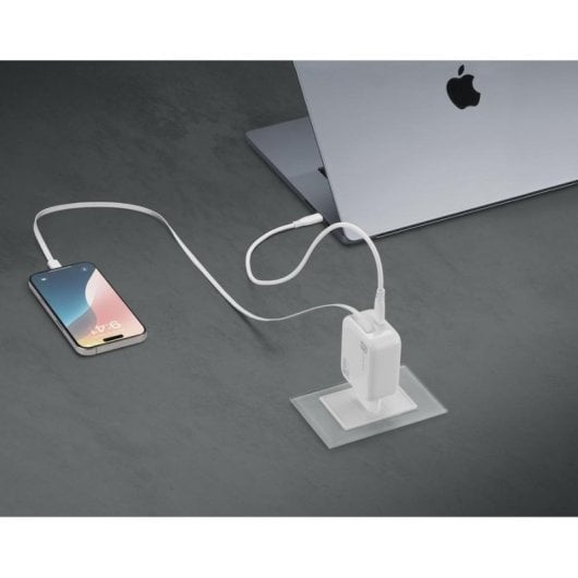 Carregador Cellularline Retractable Power 65W GaN cabo USB-C retrátil branco