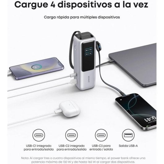 Batería externa Anker A1695H41 25000 mAh 165 W recarga ultrarrápida Plata