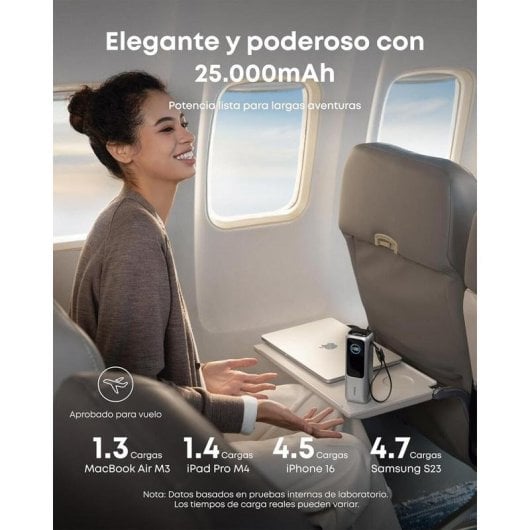 Batería externa Anker A1695H41 25000 mAh 165 W recarga ultrarrápida Plata