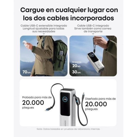 Batería externa Anker A1695H41 25000 mAh 165 W recarga ultrarrápida Plata
