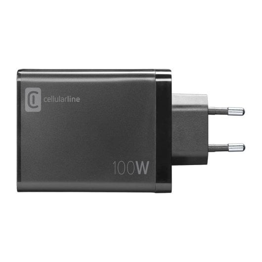 Caricatore Cellularline NANO GAN 100W 4 Porte USB-C GaN Compatto Nero