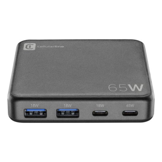 Chargeur Cellularline MULTIPOWER DESK 65W GaN 4 ports USB-C et USB-A charge rapide
