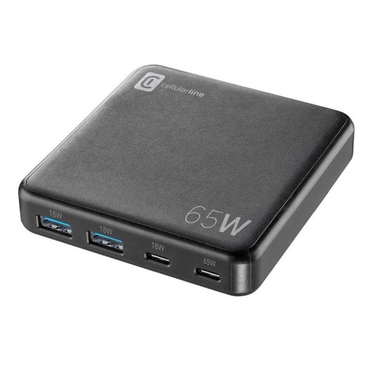 Chargeur Cellularline MULTIPOWER DESK 65W GaN 4 ports USB-C et USB-A charge rapide