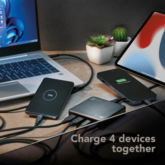 Chargeur Cellularline MULTIPOWER DESK 65W GaN 4 ports USB-C et USB-A charge rapide