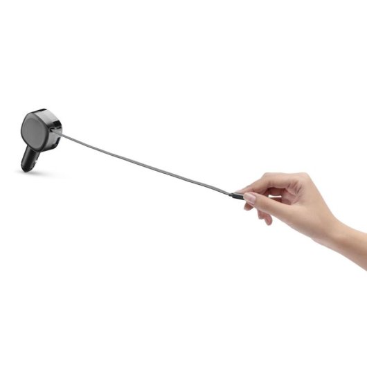 Carregador de carro Cellularline Retractable Car Charger 60W USB-C PD GaN preto