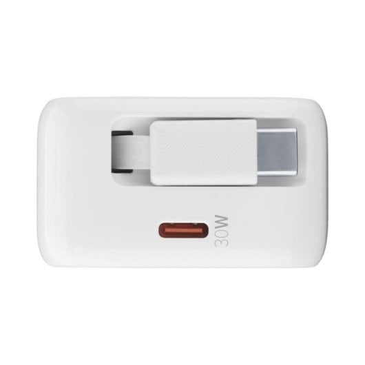 Cargador de pared Cellularline Retractable Power 30W blanco GaN USB-C retráctil