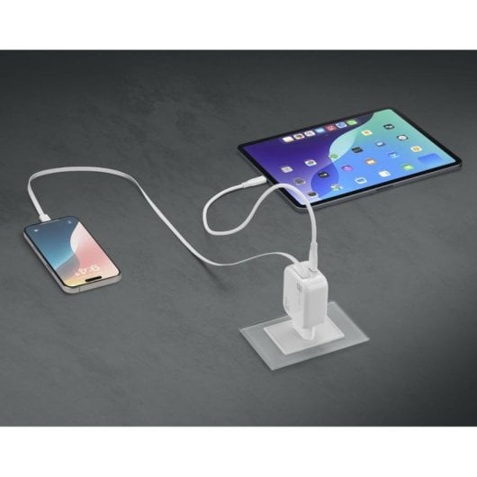 Cargador de pared Cellularline Retractable Power 30W blanco GaN USB-C retráctil