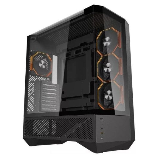 Boîtier Darkflash DY460 Noir Aquarium Moyen Tour 4 Ventilateurs ARGB Verre Trempé