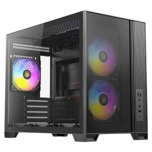 PC-Gehäuse Antec FLUX M Micro Tower Schwarz Glas seitliches Fenster RGB