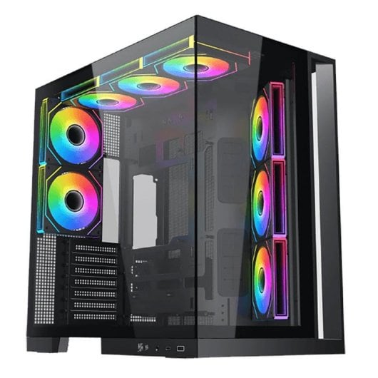 PC-Gehäuse Xigmatek Aqua 7 EN49026 ARGB-Glas Mini-ITX, Schwarz, Wasserkühlung