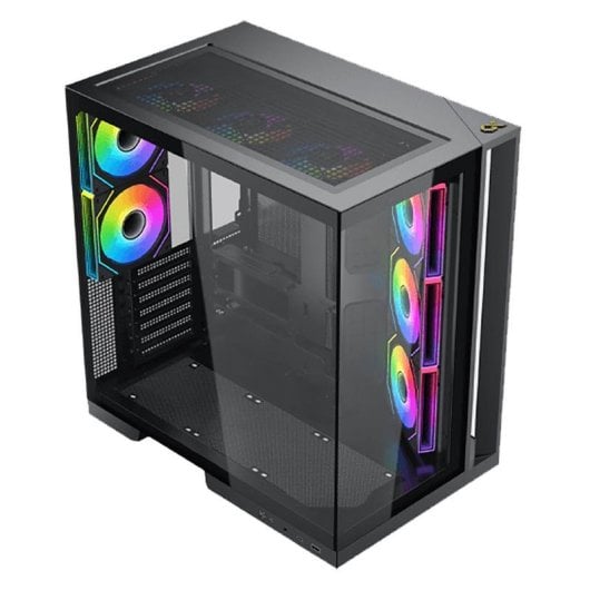 PC-Gehäuse Xigmatek Aqua 7 EN49026 ARGB-Glas Mini-ITX, Schwarz, Wasserkühlung