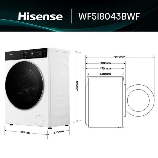 Máquina de Lavar Roupa Hisense Série 5i WF5I8043BWF Frontal 8 kg 1400 rpm A Wi-Fi Branca