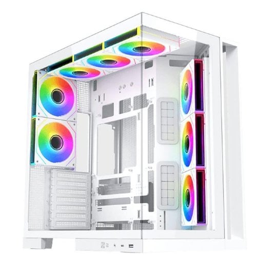 PC-Gehäuse Xigmatek Aqua 7 EN49033 Weiß ARGB Glas Seitenteil Mini-ITX