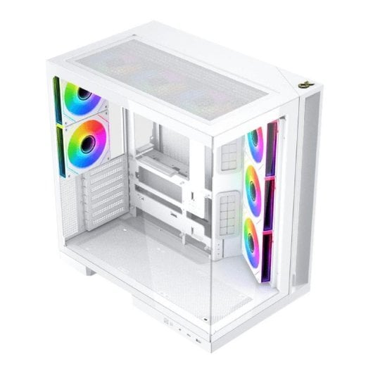 PC-Gehäuse Xigmatek Aqua 7 EN49033 Weiß ARGB Glas Seitenteil Mini-ITX