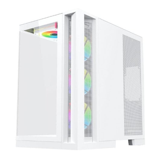 PC-Gehäuse Xigmatek Aqua 7 EN49033 Weiß ARGB Glas Seitenteil Mini-ITX