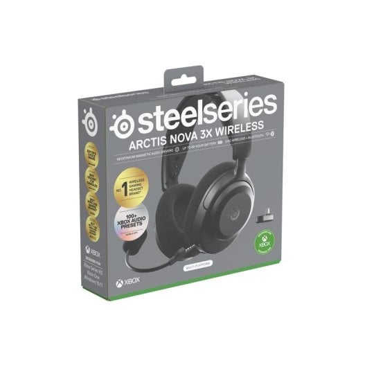 Auricolari SteelSeries Arctis Nova 3X Wireless Bluetooth con Cancellazione Rumore, Gaming e Uso Quotidiano, Nero