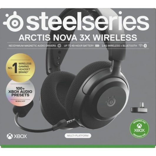 Auricolari SteelSeries Arctis Nova 3X Wireless Bluetooth con Cancellazione Rumore, Gaming e Uso Quotidiano, Nero