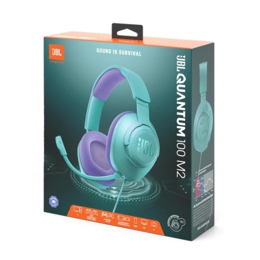 Auriculares JBL Quantum 100M2 com fio Jack 3,5 mm Gaming Microfone Removível Azul Ciano