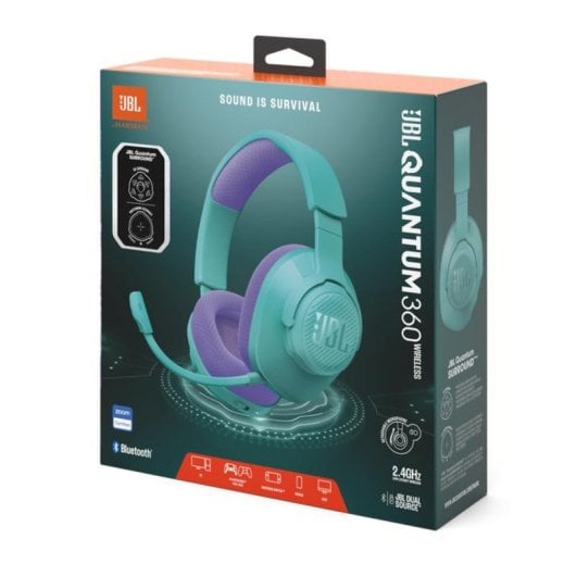 Casque JBL Quantum 360 sans fil Bluetooth gaming micro amovible surround bleu vert