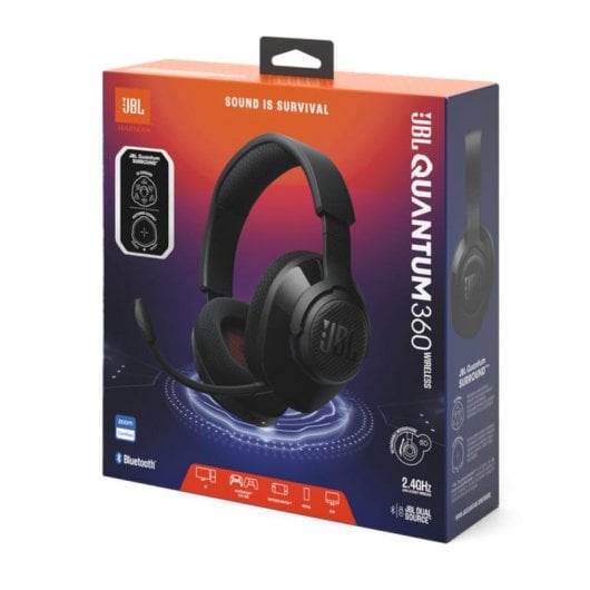 Auriculares JBL Quantum 360 inalámbricos 2.4 GHz Bluetooth Gaming Micrófono extraíble Negro