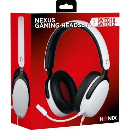 Casque Konix Nexus Switch filaire Jack 3,5 mm Gaming Microphone Noir et Blanc