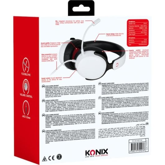 Casque Konix Nexus Switch filaire Jack 3,5 mm Gaming Microphone Noir et Blanc