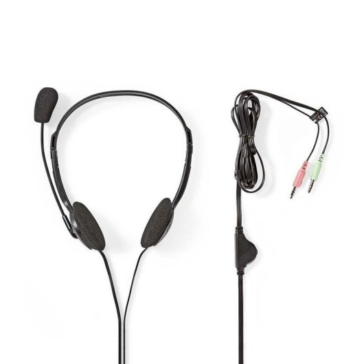 Casque Nedis CHST100BK filaire double Jack 3,5 mm supra-aural stéréo avec micro pliable noir