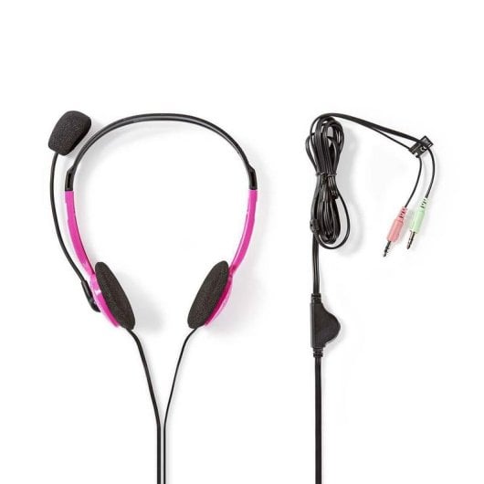 Auriculares Nedis CHST100PK con cable Jack 3,5 mm para éducation et PC Rosa