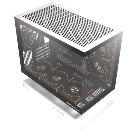 Boîtier Darkflash FLOATRON F1 DF-FLOF1DM8L-WH Vue Panoramique Blanc ARGB 6 Ventilateurs