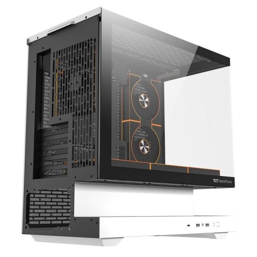 Boîtier Darkflash FLOATRON F1 DF-FLOF1DM8L-WH Vue Panoramique Blanc ARGB 6 Ventilateurs