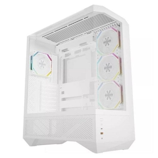Boîtier PC Darkflash DY460 Blanc ARGB Moyen Tour Verre trempé 4 Ventilateurs