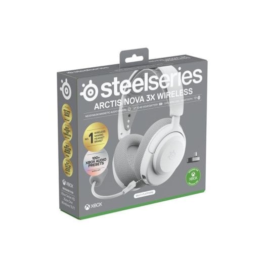 Auricolari SteelSeries Arctis Nova 3X Wireless Bluetooth Gaming con Cancellazione Rumore Microfono, Bianchi