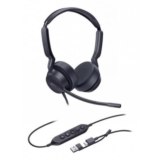 Auriculaires Yealink UH42 Dual filaires USB-C/A pour appels et musique avec réduction de bruit noirs