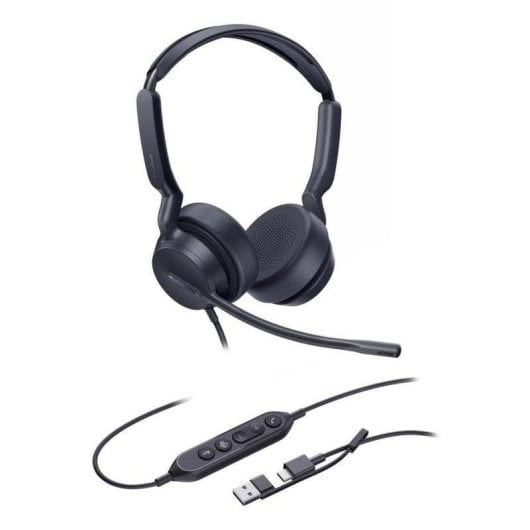 Auriculares Yealink UH42 Dual com fio USB-C/A Cancelamento de Ruído Chamadas/Música Preto