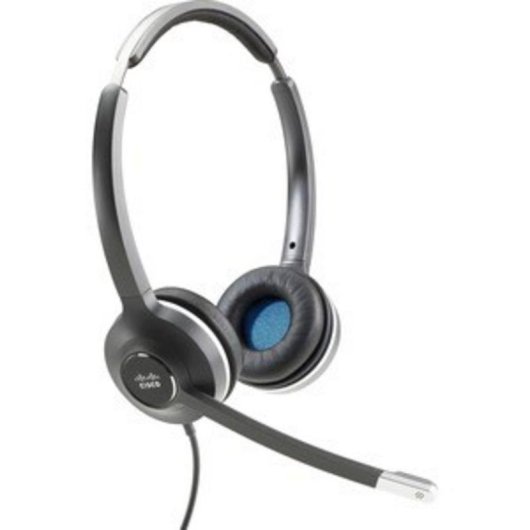 Auriculares Cisco 532 com cabo RJ9, microfone unidirecional, cancelamento de ruído, escritório, preto e cinza