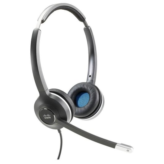 Auriculares Cisco 532 com cabo RJ9, microfone unidirecional, cancelamento de ruído, escritório, preto e cinza