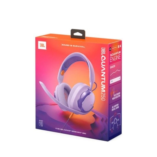 Auriculares JBL Quantum 250 filaires Jack 3,5 mm Gaming réduction de bruit microphone violet