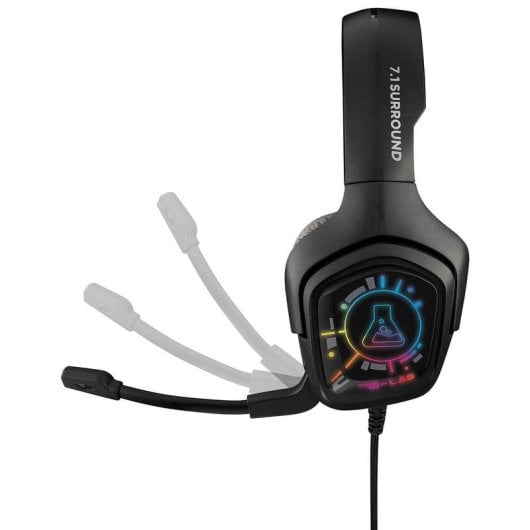 Casque The G-Lab KORP Cobalt 7.1 EX filaire USB pour Gaming, Son Surround, Micro flexible, Rétroéclairage RGB, Noir