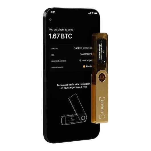 Portafoglio offline Ledger Nano S Plus Oro USB Tipo C schermo EAL5+